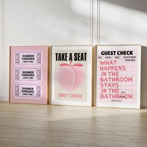 Funny Bathroom Art Prints: Retro Ticket Theme Set (Digital Download) image 1