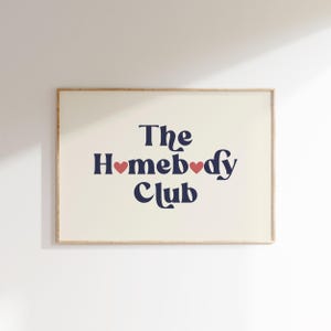 The Homebody Club Poster Retro Wall Art Trendy Living Room Print Cute Aesthetic Decor Trendy Wall Art Print Apartment Wall Art DIGITAL image 8
