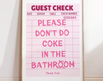 "Lustiges Badezimmer Schild ""Guest Check"" Wandbild (Digital)