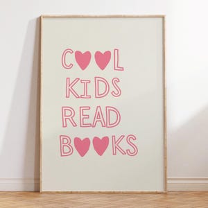 Cool Kids Read Books Print Kids Reading Book Playroom Wall Decor Printable Classroom Art Homeschool Poster Digital Download