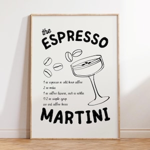Espresso martini print bar winkelwagen kunst schattig cocktail muur kunst trendy bar winkelwagen decor espresso martini bar wordt afgedrukt esthetische drankje poster digitaal