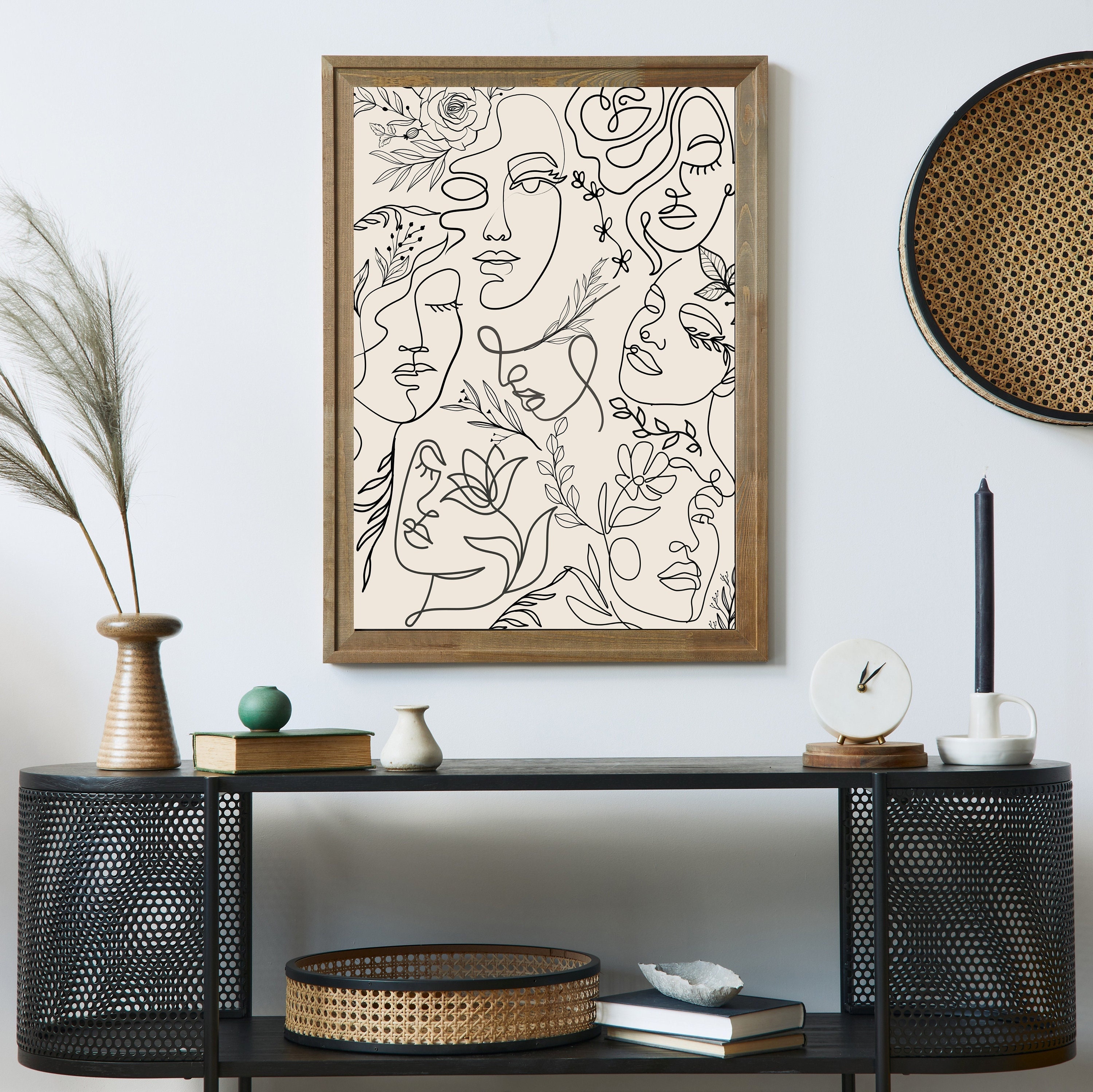 Abstract Woman Line Art Print: Boho Minimalist Decor (digital Download ...