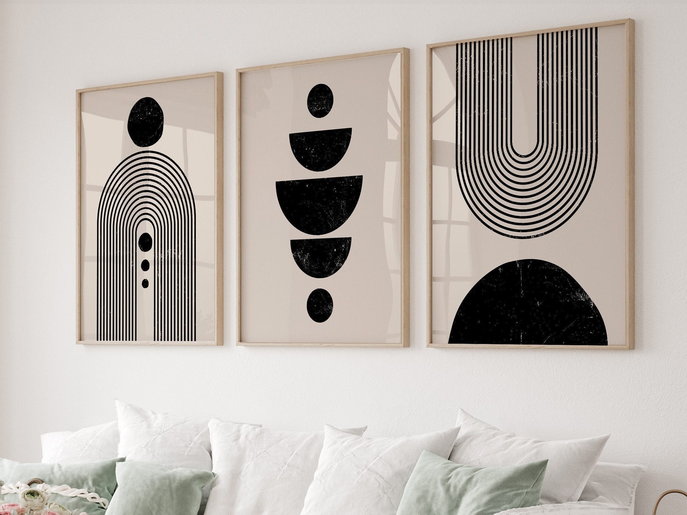 Boho Geometric Prints Set: Mid-century Modern Wall Art (digital
