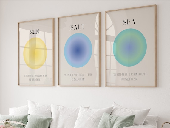 Sun Salt Sea Aura Poster Set: Trendy Beachy Art Prints (Digital Download)