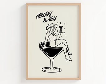 Vintage Cowgirl Art Print: Retro Western Gallery Wall (Digital Download)