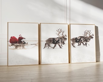 Santa Claus Sleigh Print Set: Christmas Home Decor (Digital Download)