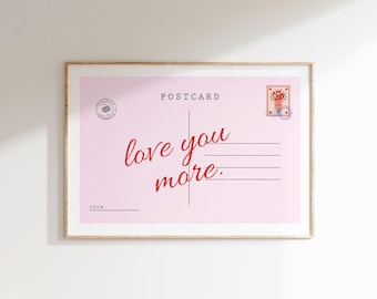 Love You More Vintage Postcard Print: Retro Typography (Digital Download)