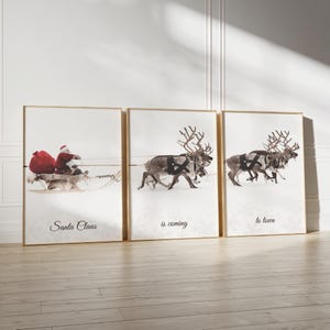 Santa&#39;s Sleigh Christmas Print Set: Xmas Home Decor (Digital Download)