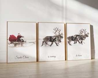 Santa's Sleigh Christmas Print Set: Xmas Home Decor (Digital Download)