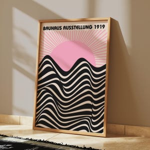 Bauhaus Ausstellungsposter Mid Century Modern Bauhaus Poster Modern Print Geometrische Kunst Pop Kultur Druck Rosa Schwarz Bauhaus Wall Art DIGITAL