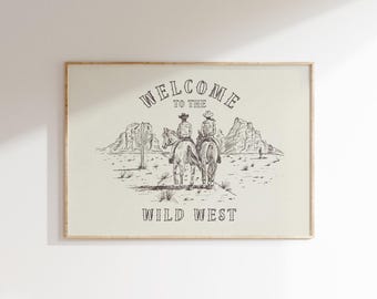 Wild West Cowboy Print: Vintage Western Horse Art (Digital Download)