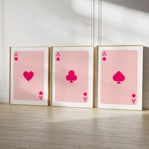 Set di 4 carte da gioco con asso, poster, arte murale alla moda, arte divertente, arte murale colorata, arte murale moderna, stampa scaricabile, arte murale retrò DIGITALE