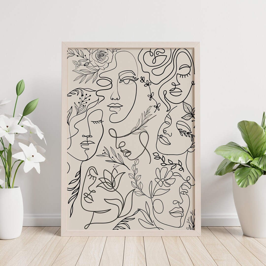 Abstract Woman Line Art Print: Boho Minimalist Decor (digital Download ...