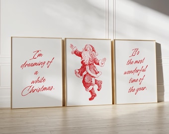 Trendy Christmas Wall Art Prints: Holiday Decor Set of 3(Digital Download)