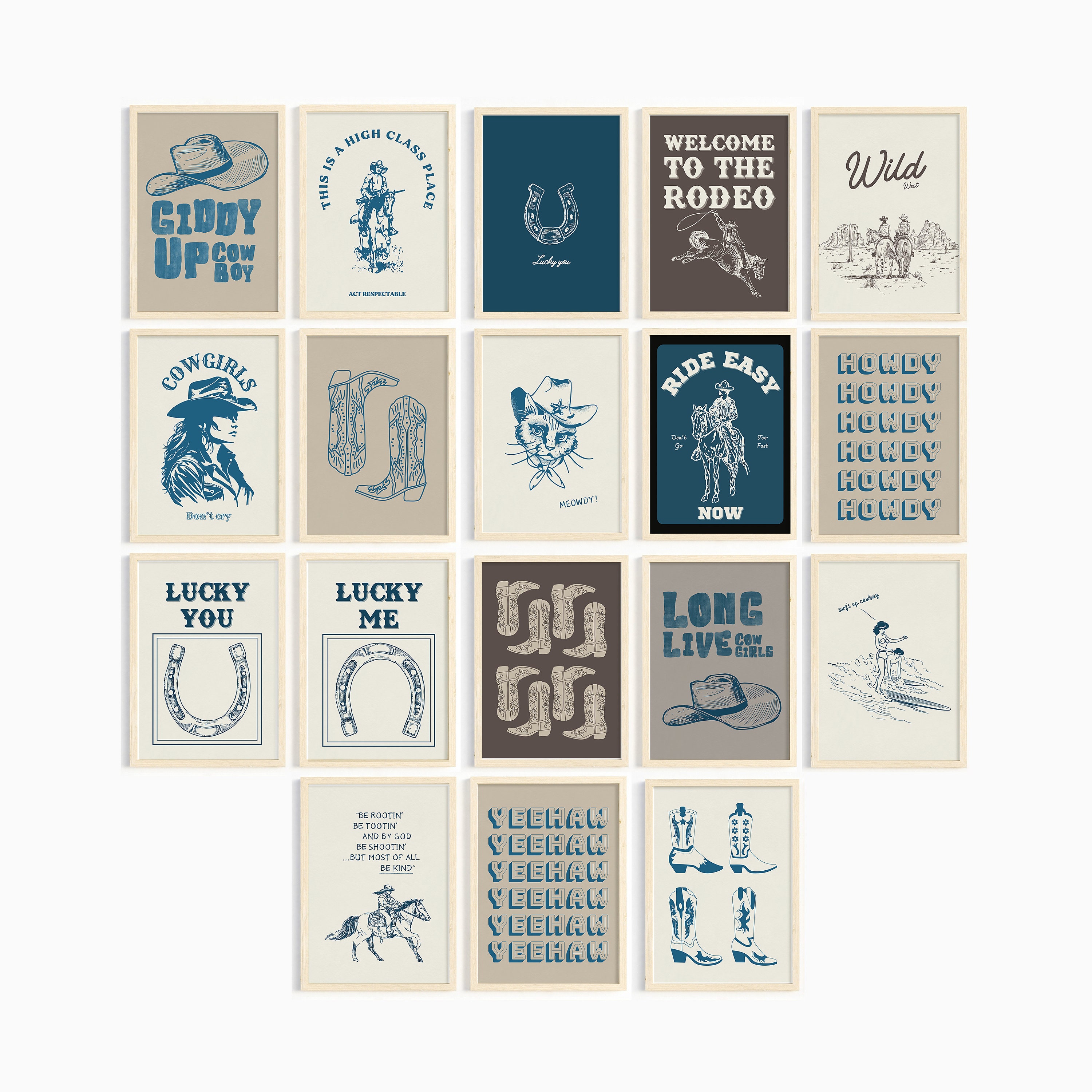 Vintage Western Wall Art Prints: Cowboy & Wild West Gallery (digital ...