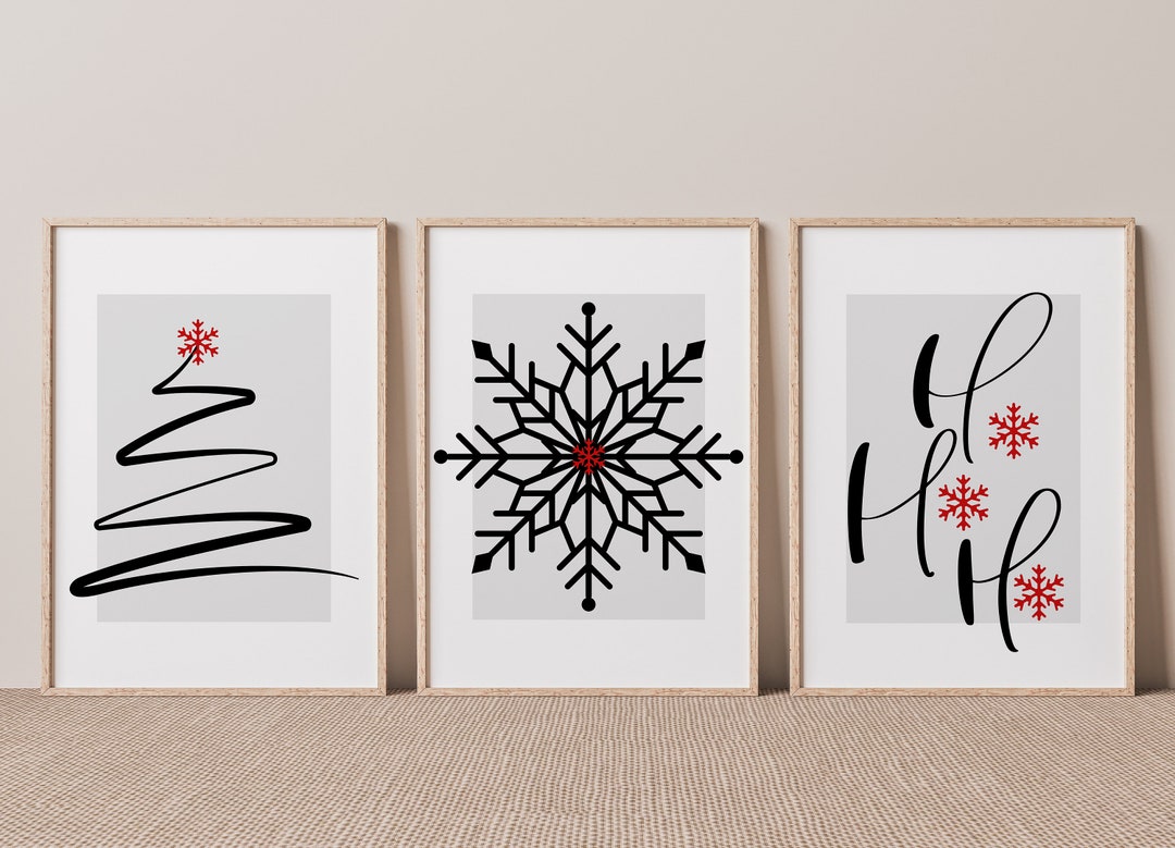 Gallery Set of 3 Christmas Wall Art, Christmas Decorations, Christmas
