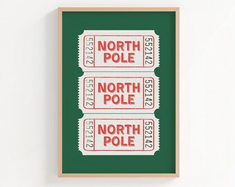 Impresión navideña del billete del Polo Norte: Arte mural navideño (descarga digital)