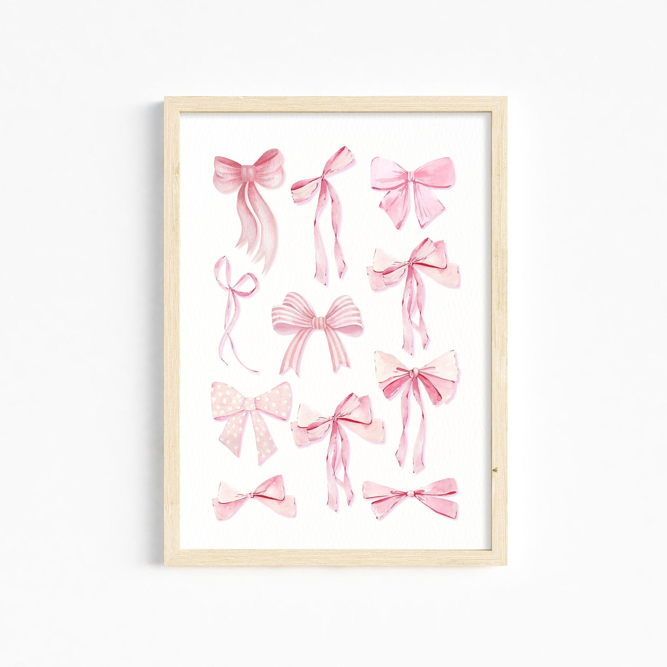Pink Bows Watercolor Clip Art, Commercial Use, Design Elements