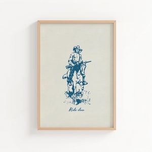 Cowboy Horse Art Print: Minimalist Western Decor (Digital Download) image 1