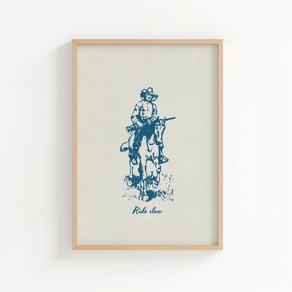 Cowboy Horse Art Print: Minimalist Western Decor (Digital Download)