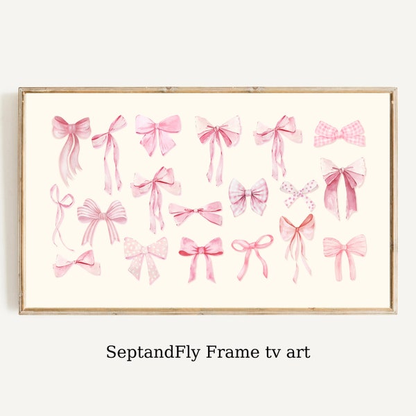 Soft Pink Bows Samsung Frame TV Art, Painting Bows TV Art, Art for the Frame TV, Digital Download,