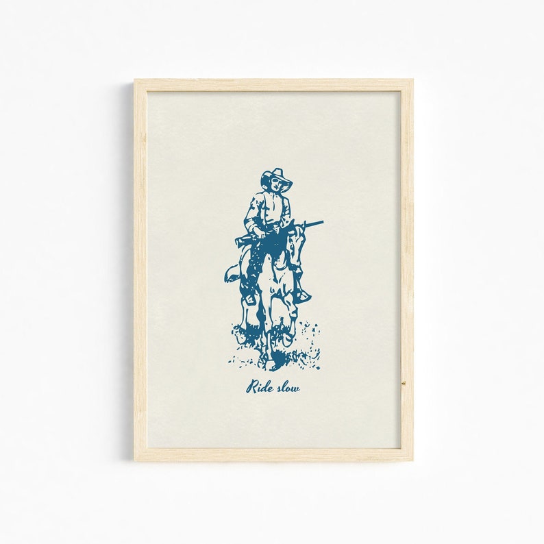 Cowboy Horse Art Print: Minimalist Western Decor (Digital Download) image 3