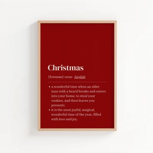 Weihnachten Definition Kunstdruck: Rotes minimalistisches Poster (Digitaler Download)