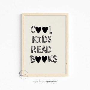 Cool Kids Read Books Print Kids Reading Book Playroom Wall Decor ...