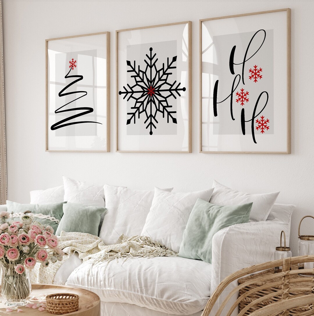 Gallery Set of 3 Christmas Wall Art Christmas Decorations Etsy UK