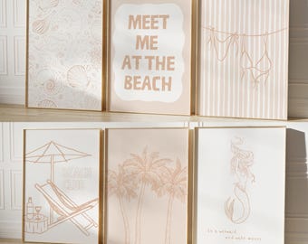 Beige Coastal Wall Art Set: Beachy Summer Prints (Digital Download)