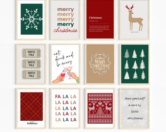 Christmas Printable Gallery Wall Art Bundle, Set Of 16 Xmas Art Prints, Christmas Digital Download, Posters for Holiday Decor, Holiday Print