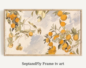 Samsung Frame TV Art, Citrus Painting, Vintage Still Life, Digital Download