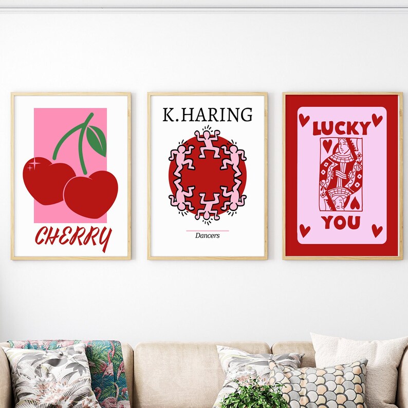 Retro Trendy Wall Art Set of 3 Funny Dorm Decor Lucky You Etsy