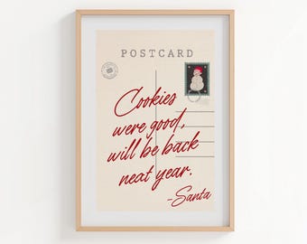 Funny Christmas Wall Art: Vintage Santa Postcard Print (Digital Download)