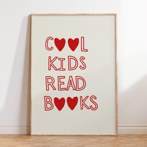 Cool Kids Read Books Print Kids Reading Book Playroom Wall Decor Printable Classroom Art Homeschool Poster Digital Download