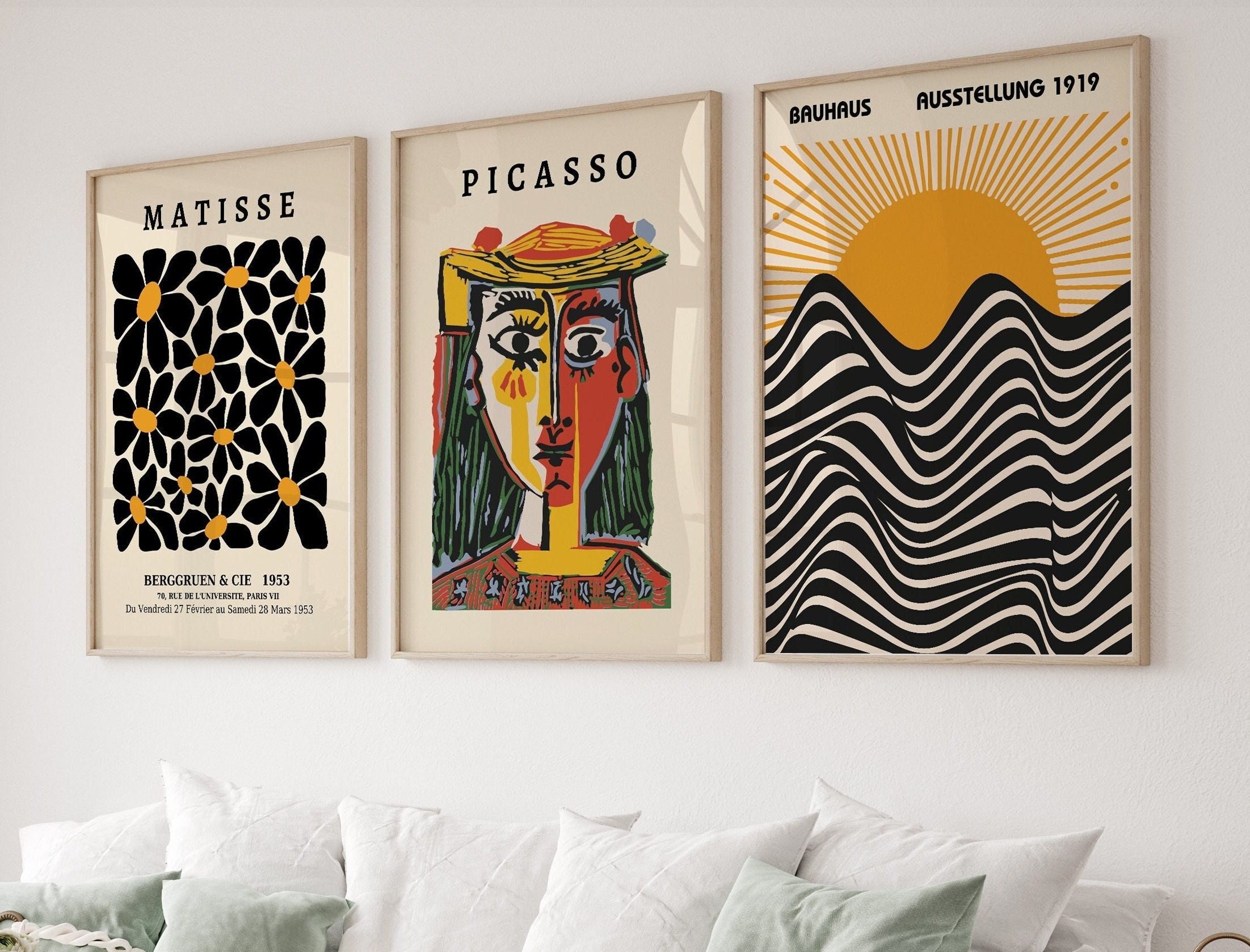 Gallery Wall Art Set of 3 Prints, Picasso Print, Bauhaus