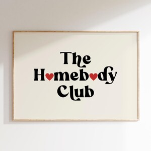 The Homebody Club Poster Retro Wall Art Trendy Living Room Print Cute Aesthetic Decor Trendy Wall Art Print Apartment Wall Art DIGITAL
