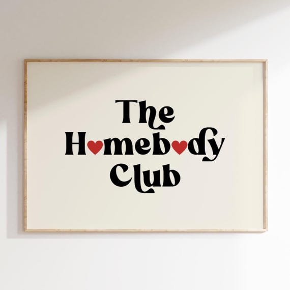 The Homebody Club Poster Retro Wall Art Trendy Living Room Print Cute Aesthetic Decor Trendy Wall Art Print Apartment Wall Art DIGITAL