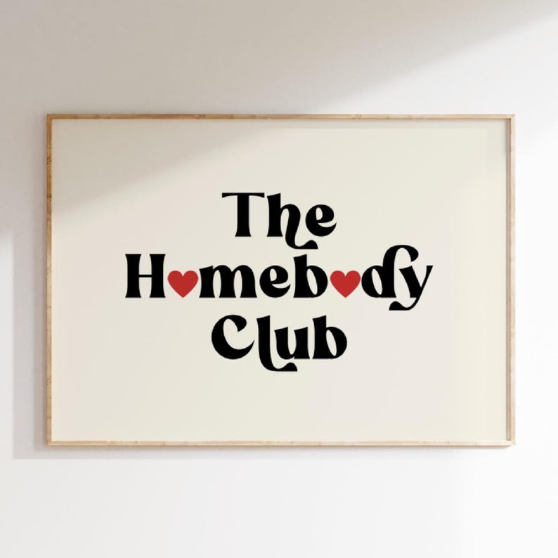 The Homebody Club Poster Retro Wall Art Trendy Living Room Print Cute Aesthetic Decor Trendy Wall Art Print Apartment Wall Art DIGITAL image 1