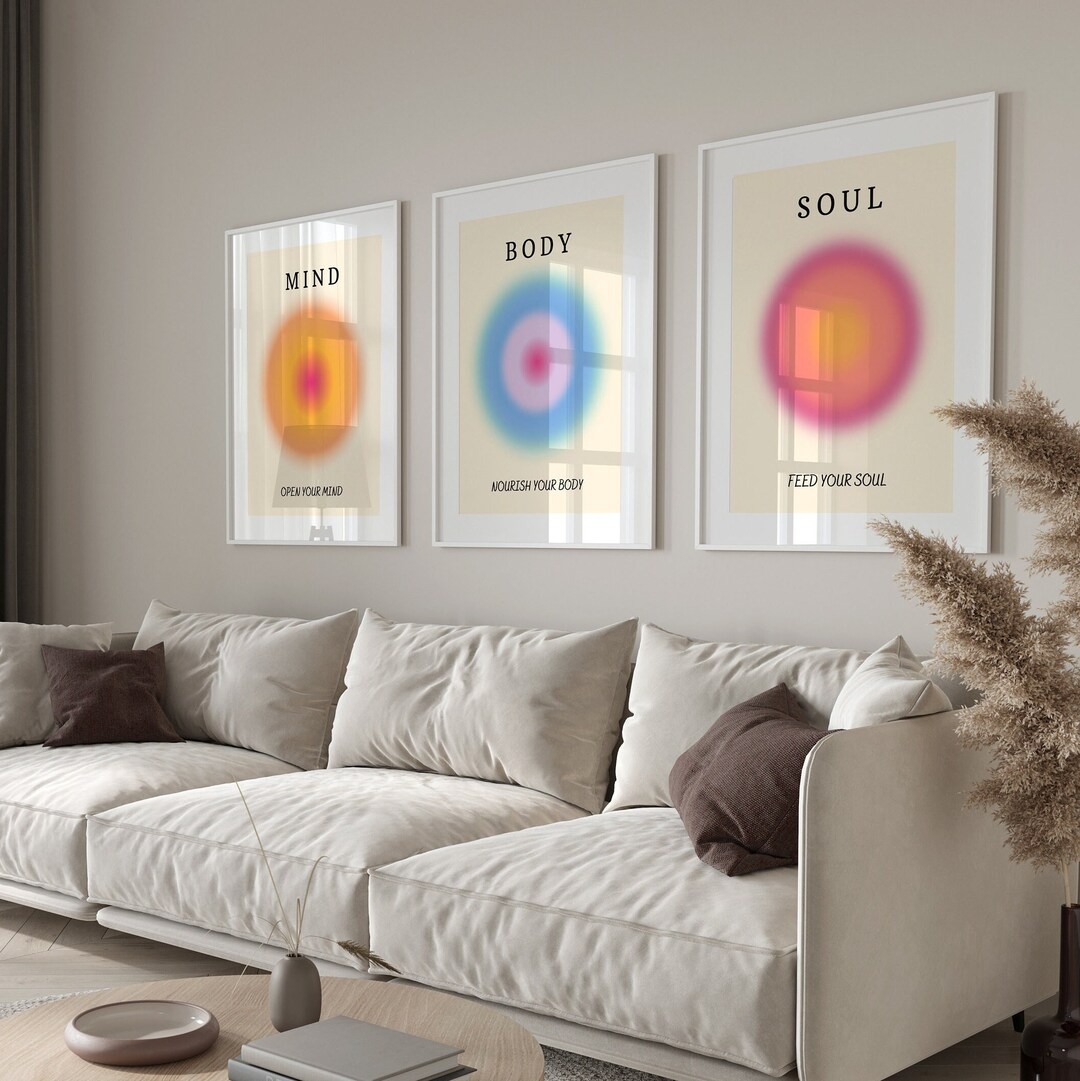 Positive Aura Posters Set of 3 Gradient Print Spiritual Art - Etsy