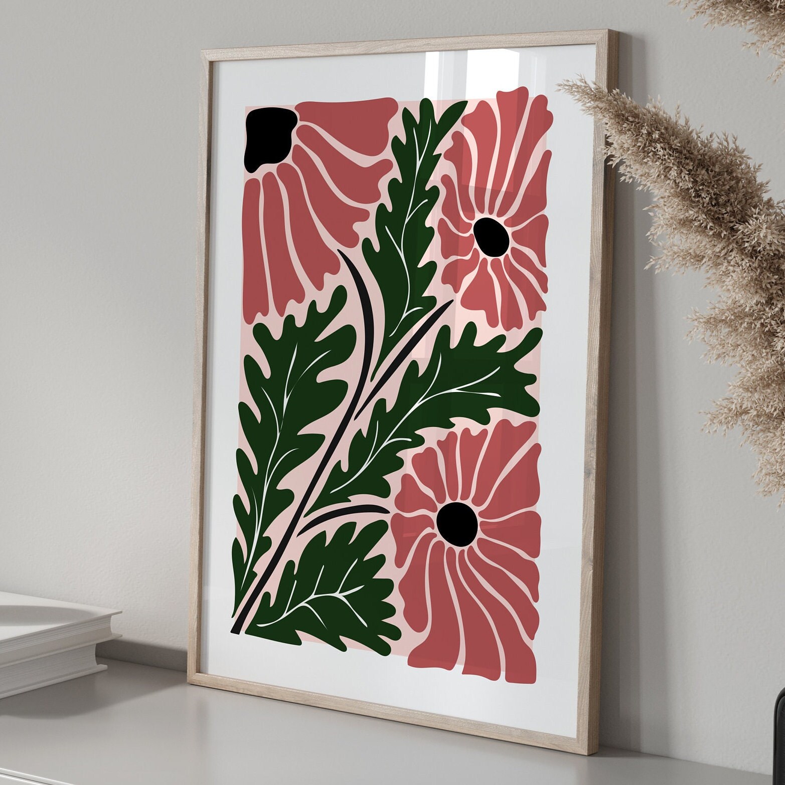Red Flower Poster Botanical Print Trendy Poster Blooming Etsy