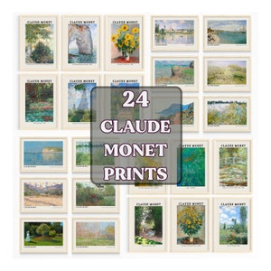 Claude Monet Poster set of 24, Exhibition Poster, Floral Art Print, Gallery Wall Set, Museum Poster, Vintage Poster, Printable Monet Prints,