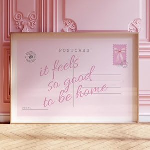 É tão bom estar em casa Impressão Cartão postal vintage Arte de parede Arte de parede moderna Apartamento retrô Estética Tipografia Pôster Download DIGITAL