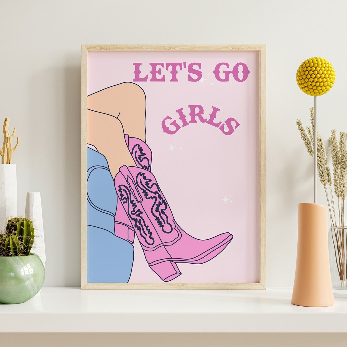 Cowgirl Poster Pink Rodeo Poster Print Retro Style Poster - Etsy