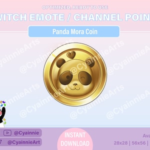 Moneda de puntos del canal Twitch Panda / Gesto de Twitch / Insignias de bits / Gestos de bits / Gráficos de transmisor / Transmisión de Twitch / Kawaii lindo / Gesto de moneda