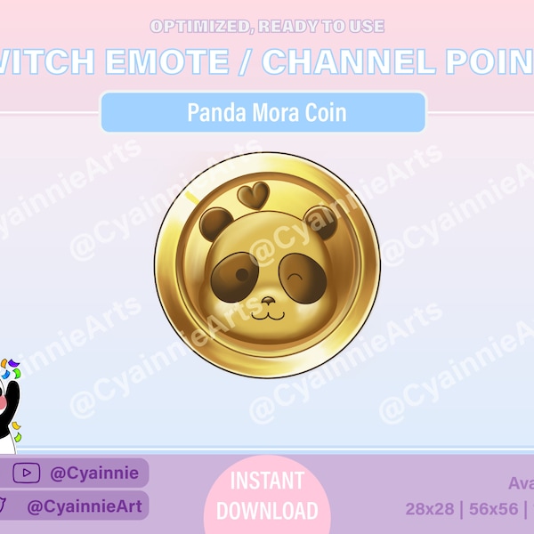 Twitch Panda Channel Point Coin | Twitch Emote | Bit Badges | Bit Emotes |Streamer Graphics| Twitch Stream |Cute Kawaii | Coin Emote