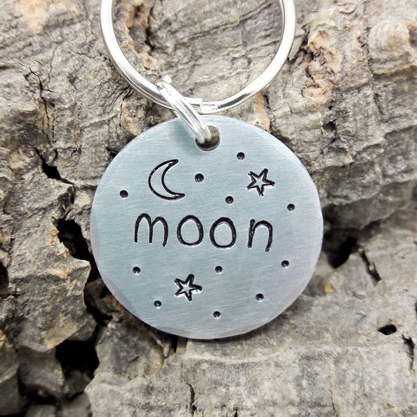 Médaille identité gravée "Moon", médaille chien personnalisée