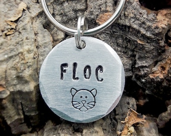 Médaille identité chat gravée "Floc", petite médaille identité personnalisée