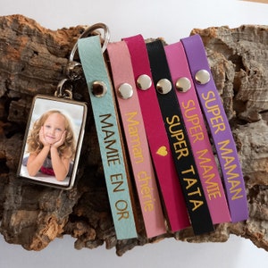 Personalized leather photo keyring for Mother's Day, grandma, aunt, godmother