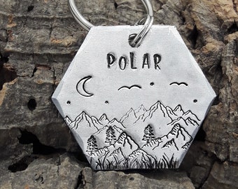 Dog identity medal engraved "POLAR", personalized dog medal